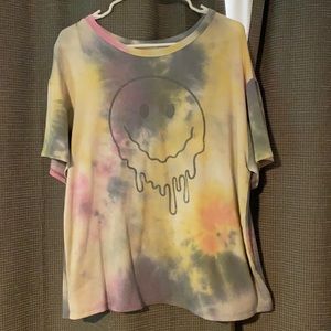 Tie dye graphic smiley shirt